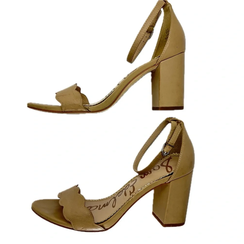 Sam Edelman Odila Tan Leather Sandals Strappy Ankle Strap Block Heels Size 8.5M - Picture 10 of 16